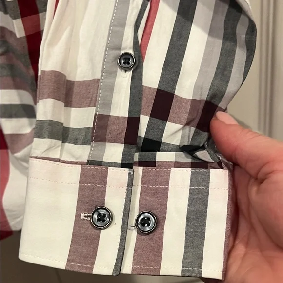 Express Men's Casual Plaid Shirt - Red, Black, White - Picture 6 of 9